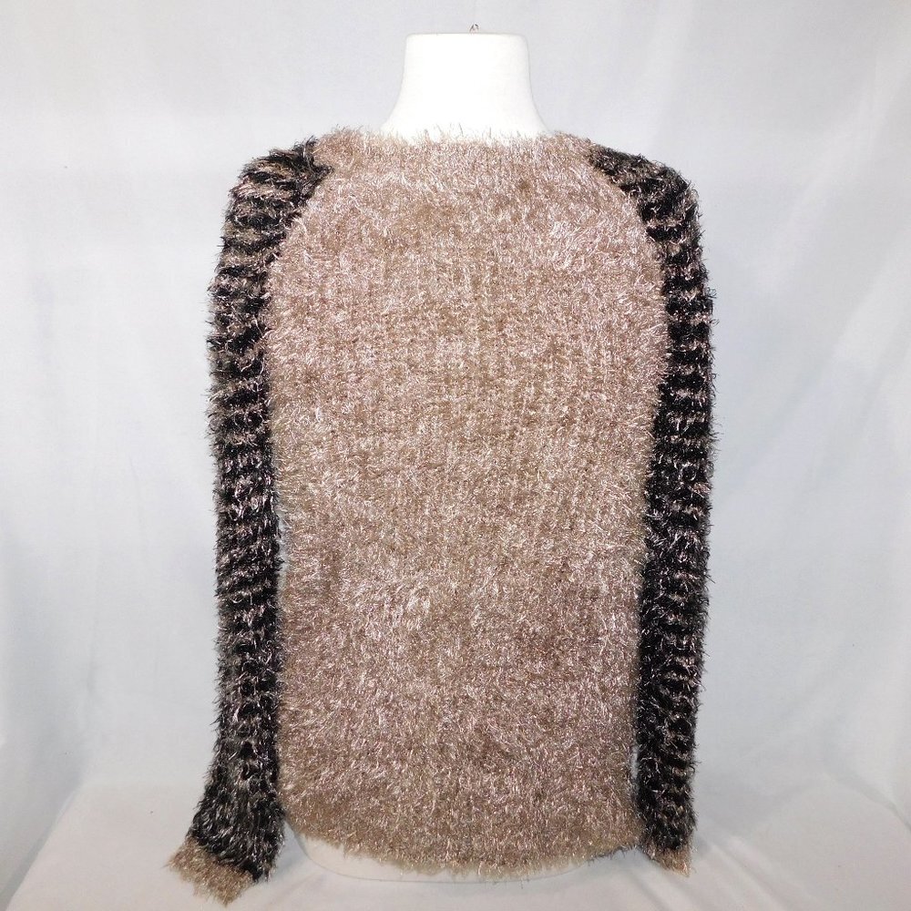 Fuzzy Eyelash Sweater Black Bronze Romeo & Juliet Couture Womens S NEW w Tag